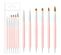 Durdiiy Set di 6 pennelli a doppia estremità per nail art, in acrilico rosa, set di strumenti per disegnare e dipingere per nail art fai da te, smalti gel, nail art e unghie francesi