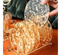 Durdiiy Sottobicchieri in Silicone, 6 Pezzi Foglio d'oro trasparente Rotondi Antiscivolo Sottobicchiere in Silicone, Antiscivolo e Isolati, per Caffè, Birra, Boccali, Bicchieri da Vino,Casa,Bar