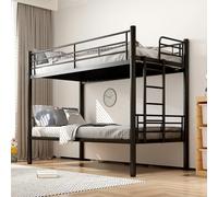 Durecoform Letto a castello in metallo 90x200 cm, letto a castello per ragazzi con scaletta, trasformabile in due letti singoli, letti a soppalco per adulti con rete a doghe per Soggiorno (nero)