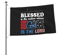 Durevole Bandiera 4Th July Blessed Is The Nation Whose God Is The Lord Bandiere Resistente Allo Scolorimento Striscioni Di Bunting Per Parata Esterno Giardino 90X150Cm