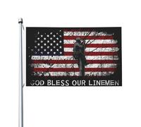 Durevole Bandiera da giardino Rqwaaed God Bless Our Linemen American Lineman Antivento Bandiera resistente alle intemperie 3x5 Ft per Spazi interni,Decorazioni percortile