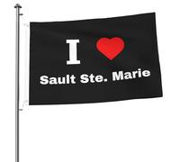 Durevole Bandiera doppia faccia I Love Sault Ste. Marie Flag Leggero Bandiera resistente alle intemperie 3x5 Ft per Feste e celebrazioni,dormitori