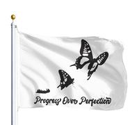 Durevole Bandiera Progress Over Perfection Bandiere Da Giardino Rinforzo Flag Per Conferenza Giardino Bar 90X150Cm