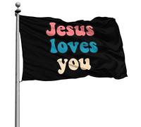 Durevole Bandiera Resistente Alle Intemperie Bandiere Da Giardino Jesus Loves You 90X150Cm Bandierine Per Celebrazione All'Aperto Decorazione