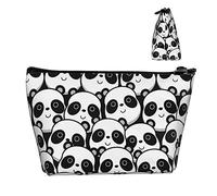 Durevole borsa per il trucco in tessuto Oxford Cute Panda, piccola e leggera borsa cosmetica con cerniera per matite per donne e ragazze