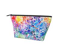 Durevole borsa porta trucchi in tessuto Oxford Fiori colorati con margherita ad, piccola e leggera borsa cosmetica con cerniera, portamonete per donne e ragazze