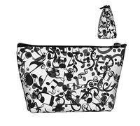 Durevole borsa porta trucchi in tessuto Oxford note musicali astratte, piccola e leggera borsa cosmetica con cerniera, portamonete per donne e ragazze