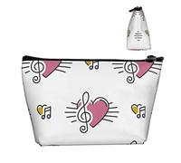 Durevole borsa porta trucchi in tessuto Oxford note musicali e cuore, piccola e leggera borsa cosmetica con cerniera, portamonete per donne e ragazze