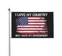 Durevole Decorazione esterna I Love My Country But I Hate My Government Flag Doppia faccia Bandiera in poliestere 3x5 Ft per dormitori,Decorazioni per giardino