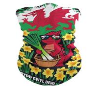 Durevole Headwrap Welsh Flag St Davids Day Daffodils Decorazione Facciale Antivento Sciarpa A Mezza Faccia per Donna Uomo Campeggio