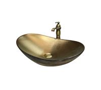 Durevole Lavabo da appoggio in ceramica for bagno, grande, in stile aerodinamico, 59 x 38 cm, color oro Facile da installare