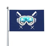 Durevole L'uomo con gli occhiali da sci sta sciando Bandiere 3x5 Ft Banner Outdoor Garden Patio Flag Bandiere con stampa fronte-retro Bandiere per feste al coperto 3by5 Bandiere