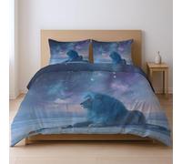 durevole morbido e traspirante protegge dal restringimento copripiumino, Bianco Leone Cielo Stellato Nevicata 230 * 220cm Adatto per la camera da letto