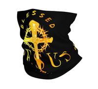 Durevole Sciarpa al Collo,Jesus Christ Saved My Life Golden,Decorazione facciale Protezione UV Sciarpa a Mezza Faccia per attività Escursionismo Outdoor 26X30cm