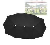 Durevole Teli Per Ombrellone Doppio Da Giardino, Copertura Di Ombrellone Rettangolare 4.65x2.65M, 12 Stecche Telo Sostitutivo In Tessuto Per Ombrelloni Da Patio Piscina Tavolo Grandes(Black)