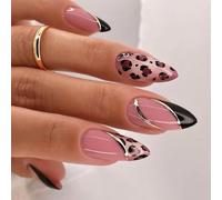 Durevolezza ABS Unghie Finte Modello Alla Moda Premere Per Le Donne Salon Unghie Artificiali Facile Da Applicare 24pcs ABS Unghie Finte Leopard Print Design