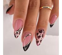Durevolezza ABS Unghie finte Modello Alla Moda Premere Su Per Le Donne Salon Unghie Artificiali Facile Da Applicare 24pcs Linea Francese Leopard Press On Nail