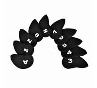 Durevoli coperture per la testa della mazza da golf in ferro da golf in neoprene con etichette intercambiabili per gli appassionati di golf Nero Blu 10 pezzi 14,5 cm 8 cm (Nera)