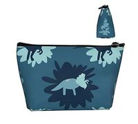 Durevoli piccole borse organizer per trucchi dinosauro verde acqua, custodia portatile in tessuto Oxford impermeabile leggera per donne ragazze scuola ufficio trasporto all'aperto