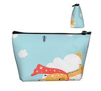 Durevoli piccole borse organizer per trucchi giraffa che vola nell'aria modello, impermeabile in tessuto Oxford custodia portatile leggera per donne ragazze scuola ufficio trasporto all'aperto