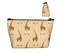 Durevoli piccole borse organizer per trucchi Giraffa simpatico cartone animato, custodia portatile in tessuto Oxford impermeabile leggera per donne ragazze scuola ufficio trasporto all'aperto