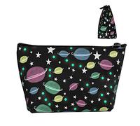 Durevoli piccole borse organizer per trucco colorate Cartoon Planet Universe, custodia portatile in tessuto Oxford impermeabile leggera per donne ragazze scuola ufficio trasporto all'aperto