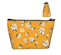 Durevoli piccole borse organizer per trucco fiore floreale margherita arancione, custodia portatile in tessuto Oxford impermeabile leggera per donne ragazze scuola ufficio trasporto all'aperto