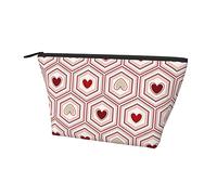 Durevoli piccole borse organizer per trucco Love Hearts Pattern, custodia portatile in tessuto Oxford impermeabile leggera per donne ragazze scuola ufficio trasporto all'aperto