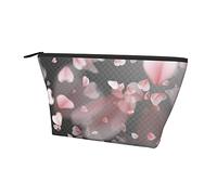 Durevoli piccole borse organizer per trucco Petali di fiori di ciliegio, custodia portatile in tessuto Oxford impermeabile leggera per donne ragazze scuola ufficio trasporto all'aperto
