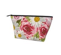 Durevoli piccole borse per organizer per trucchi fiore margherita floreale, custodia portatile in tessuto Oxford impermeabile leggera per donne ragazze scuola ufficio trasporto all'aperto