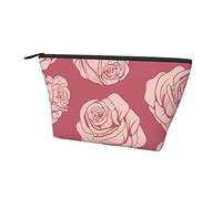 Durevoli piccole borse per organizer per trucco Fiori rosa Rosa floreale, Custodia portatile in tessuto Oxford impermeabile Leggera per donne Ragazze Scuola Ufficio Trasporto all'aperto