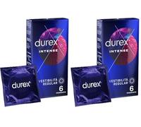 Durex Intense Preservativi Stimolanti con Nervature e Gel Stimolante, 6 Profilattici (Confezione da 2)