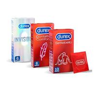 Durex Invisible 6 + Durex Contatto Comfort 6 + Durex Settebello Super Sottile 10