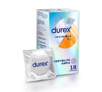 Durex Invisible XL Preservativi Ultra Sottili e Extra Large 18 Profilattici