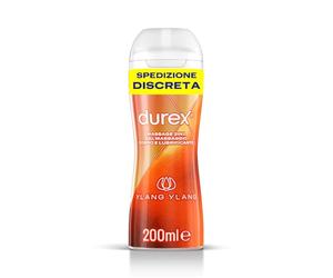 Durex Massage 2 in 1, Gel Lubrificante Intimo a Base Acqua e Gel per Massaggi, con Ylang Ylang, 200 ml