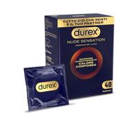 Durex Nude Sensation, Preservativi in Nitrile, Senza Lattice di Gomma Naturale, Ultra Sottili ed Extra Lubrificati, Maggiore Condivisione di Calore Corporeo, vestibilità Regular, 40 Profilattici