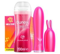 Durex Play Excite Me Vibe e Tease Vibratore 2in1 per Donna 7 Modalità di Vibrazione Impermeabile + Massage 2in1 Gel Lubrificante Intimo e per Massaggi Profumato con Guaranà 200ml