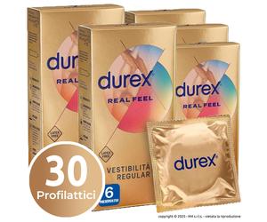 Durex Real Feel 30 Profilattici Anallergici Preservativi senza lattice 5 Box