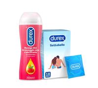 Durex Settebello 18 Preservativi Durex Massage 2 in 1 con Guaranà 200ml