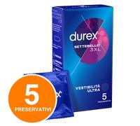 Durex Settebello 3XL Preservativi Classici Profilattici Extra Large Lubrificati