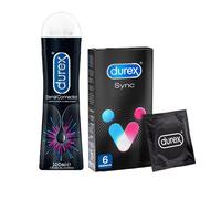 Durex Sync Preservativi 6 Profilattici Ritardanti con Rilievi e Nervature e