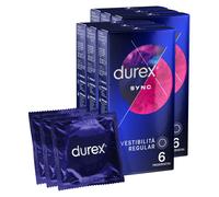 Durex Sync Preservativi con Rilievi e Nervature Stimolanti per Lei Ritardanti