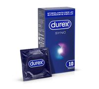 Durex Sync, Preservativi Ritardanti per Lui e con Rilievi e Nervature per Lei, 1