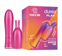 Durex Tease & Vibe - vibratore a barra con stimolatore clitoride bunny (rosa)