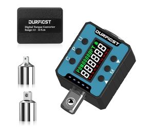 DURFICST Llave dinamométrica digital, adaptador de par digital de 1/2" con alarma de sonido y luz, cierre de par digital, rango de 0,9 - 30 N.m, adecuado para coches, bicicletas, motocicletas
