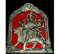 Durga Mata Shera Wali Vaishno Devi Maa Indù Antico Bianco Metallo Statua