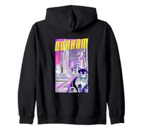 Durham Gatto Retro Anime Paesaggio Urbano North Carolina USA Felpa con Cappuccio