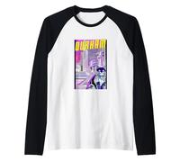 Durham Gatto Retro Anime Paesaggio Urbano North Carolina USA Maglia con Maniche Raglan