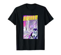 Durham Gatto Retro Anime Paesaggio Urbano North Carolina USA Maglietta