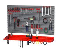 DURHAND 54PZ Contenitore Portautensile con 50 Ganci, Montaggio a Muro, PP, Rosso Grigo, 95.5x23x53.5cm